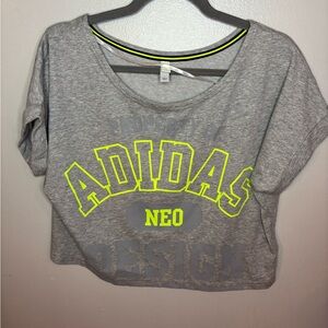 Adidas Gray and Neon Green T-Shirt